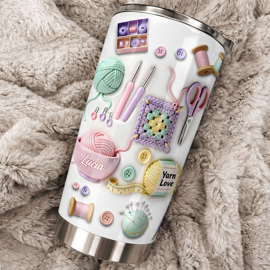 Personalized 20oz Stainless Steel Tumbler Yarn Love Gift for Crafters 20oz Tumbler GradoCreations