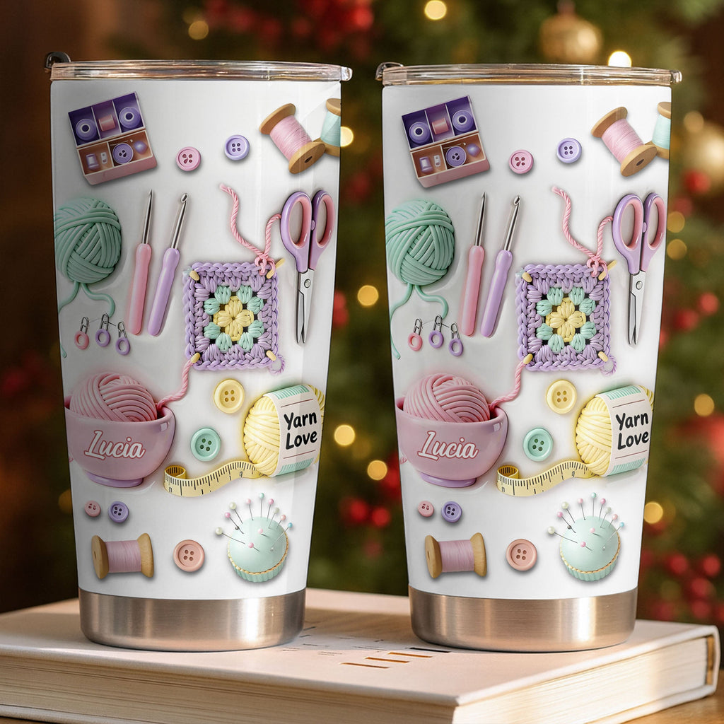 Personalized 20oz Stainless Steel Tumbler Yarn Love Gift for Crafters 20oz Tumbler GradoCreations