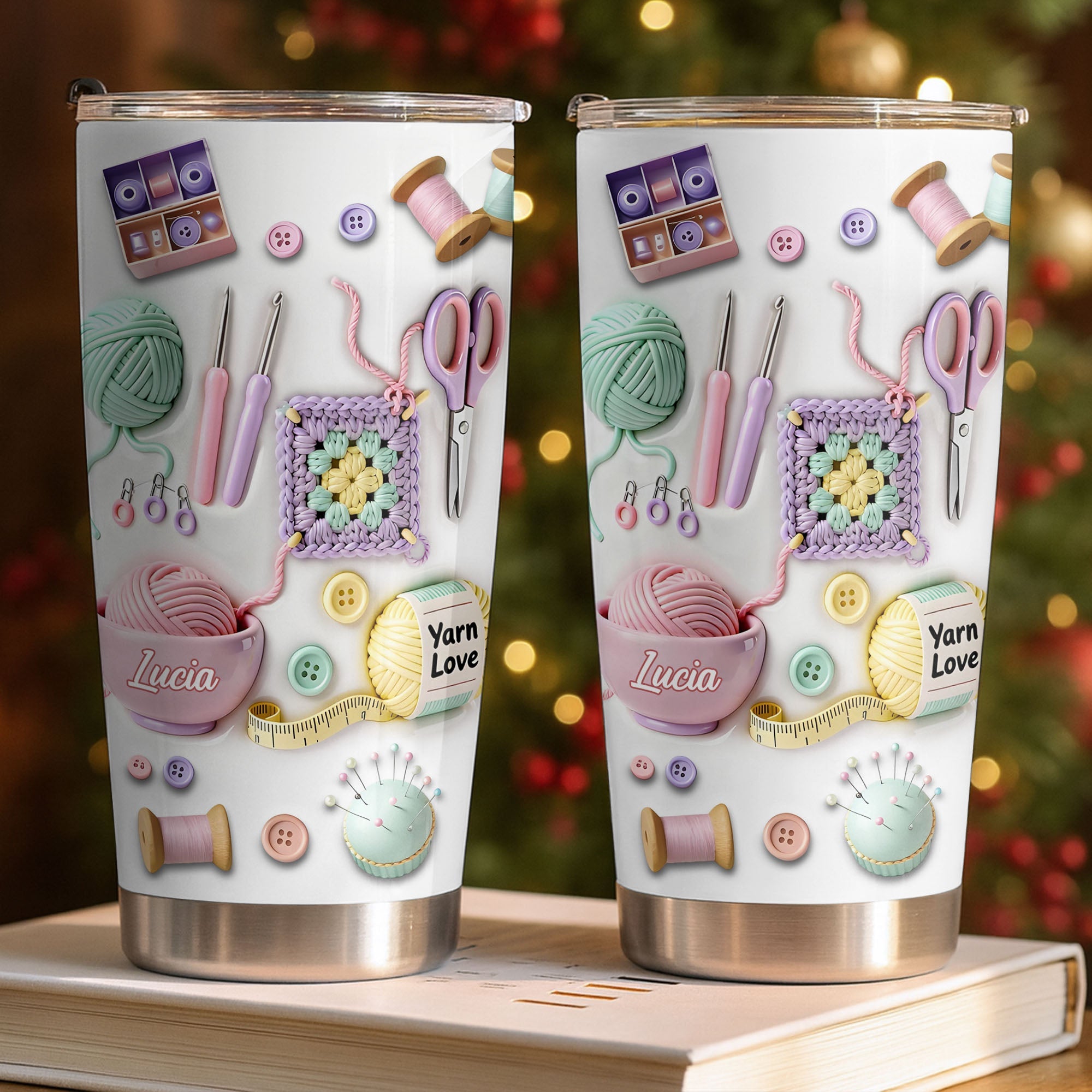 Personalized 20oz Stainless Steel Tumbler Yarn Love Gift for Crafters 20oz Tumbler GradoCreations