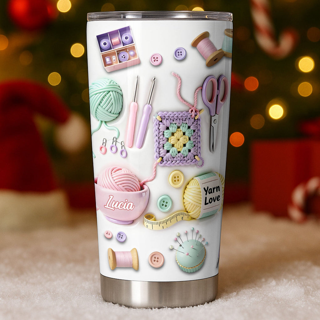 Personalized 20oz Stainless Steel Tumbler Yarn Love Gift for Crafters 20oz Tumbler GradoCreations