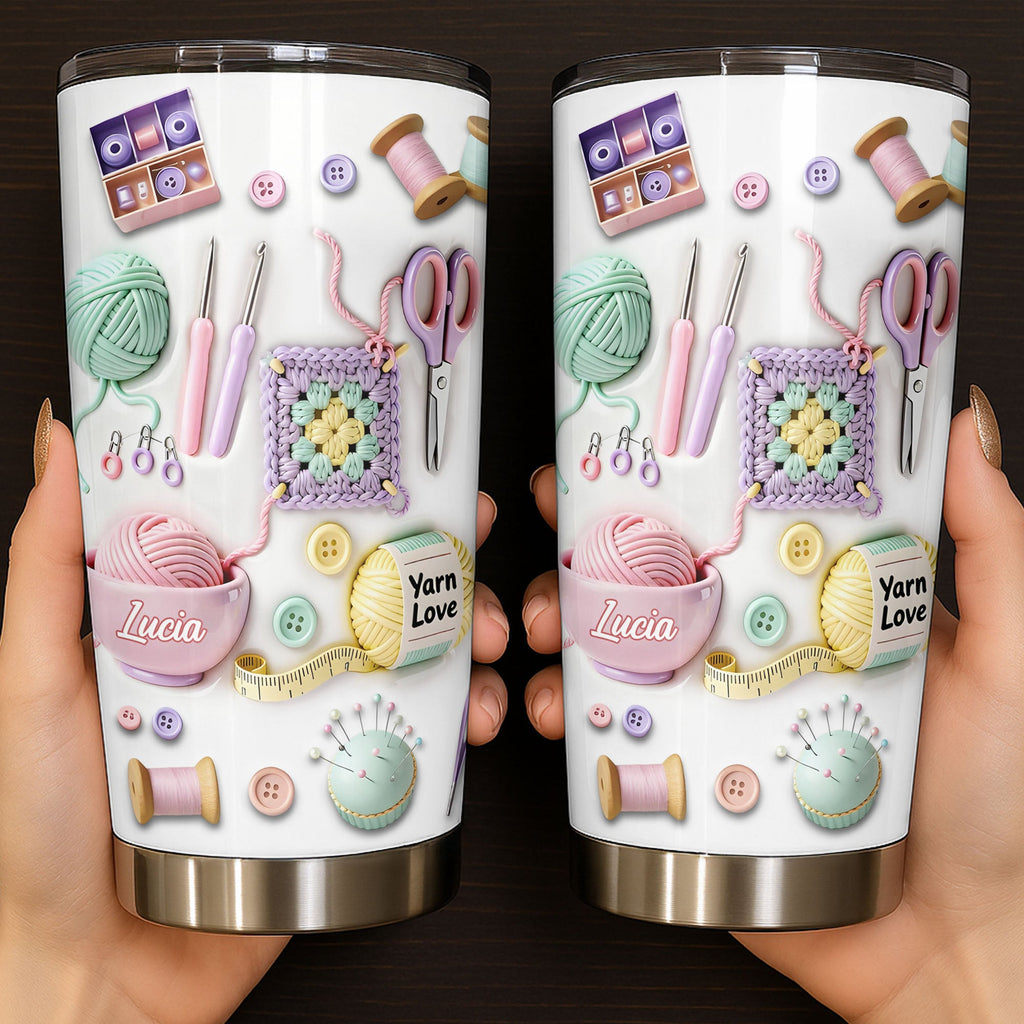 Personalized 20oz Stainless Steel Tumbler Yarn Love Gift for Crafters 20oz Tumbler GradoCreations