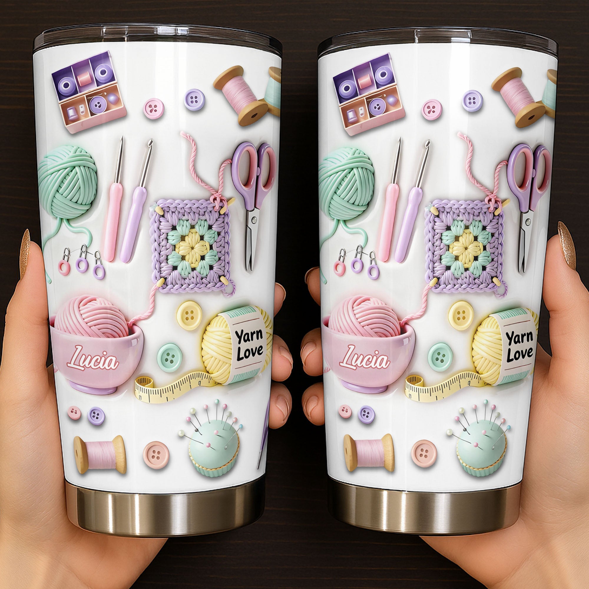 Personalized 20oz Stainless Steel Tumbler Yarn Love Gift for Crafters 20oz Tumbler GradoCreations