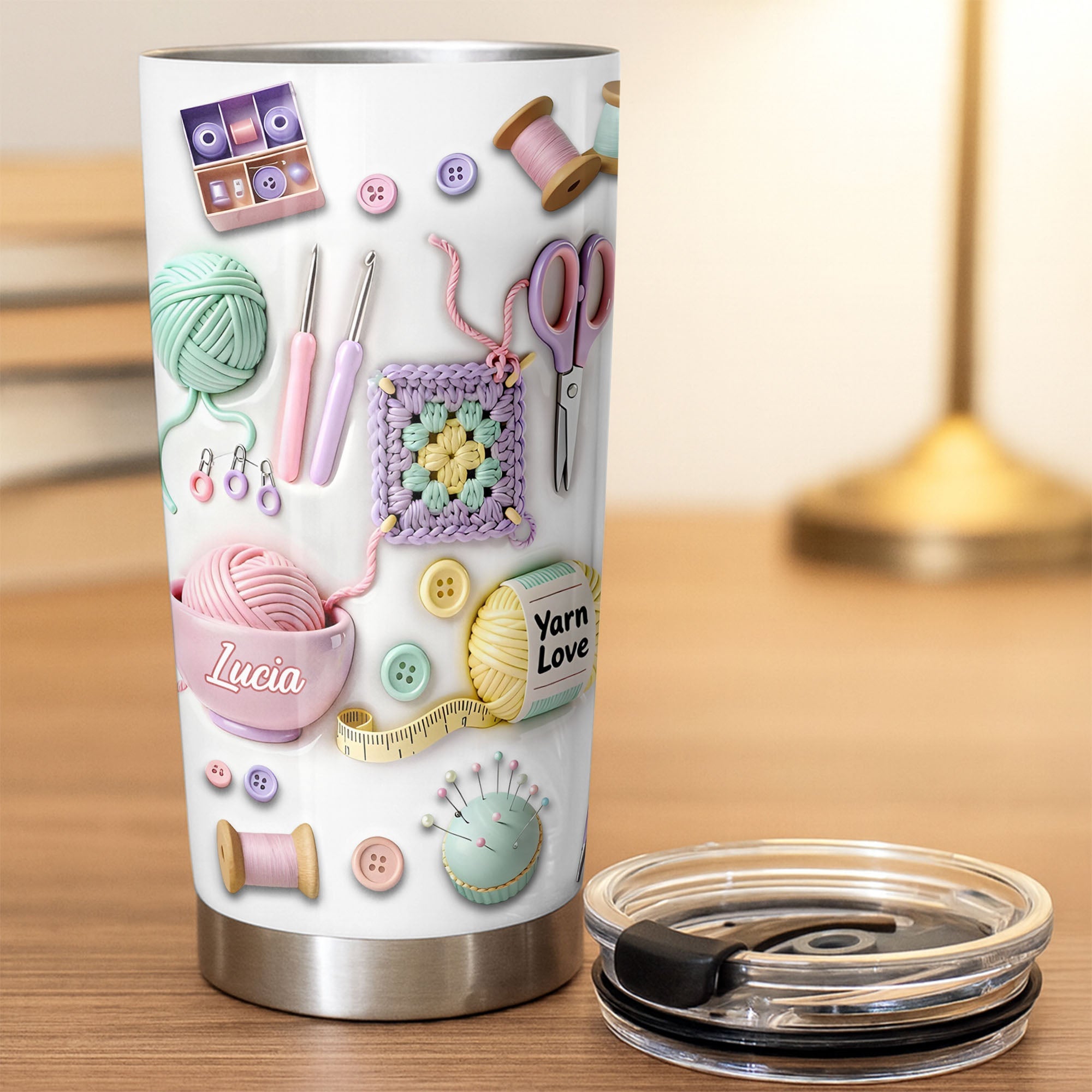 Personalized 20oz Stainless Steel Tumbler Yarn Love Gift for Crafters 20oz Tumbler GradoCreations