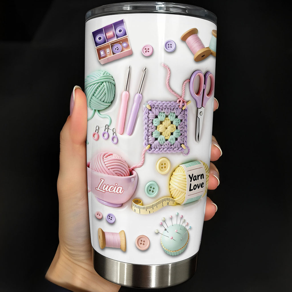 Personalized 20oz Stainless Steel Tumbler Yarn Love Gift for Crafters 20oz Tumbler GradoCreations