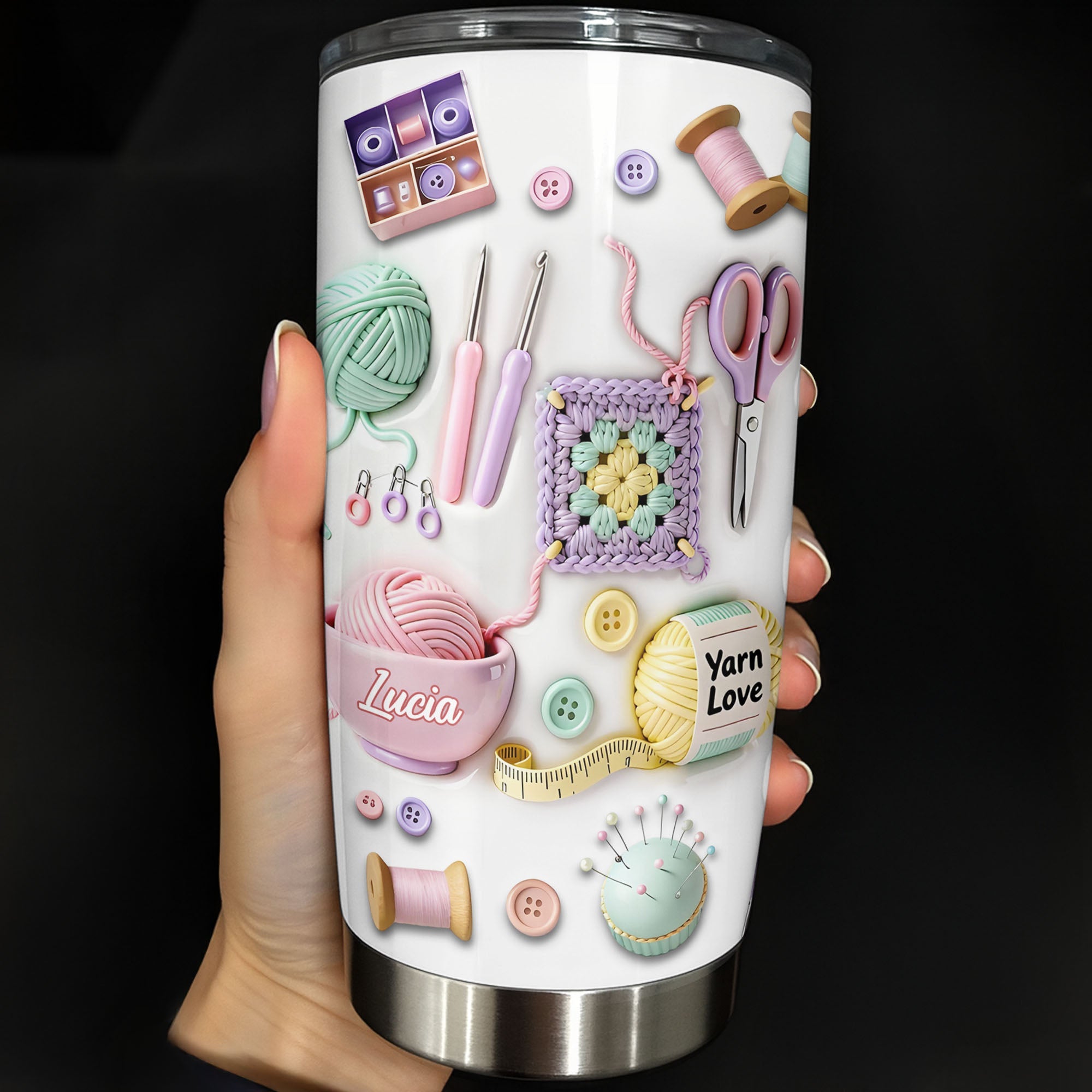 Personalized 20oz Stainless Steel Tumbler Yarn Love Gift for Crafters 20oz Tumbler GradoCreations