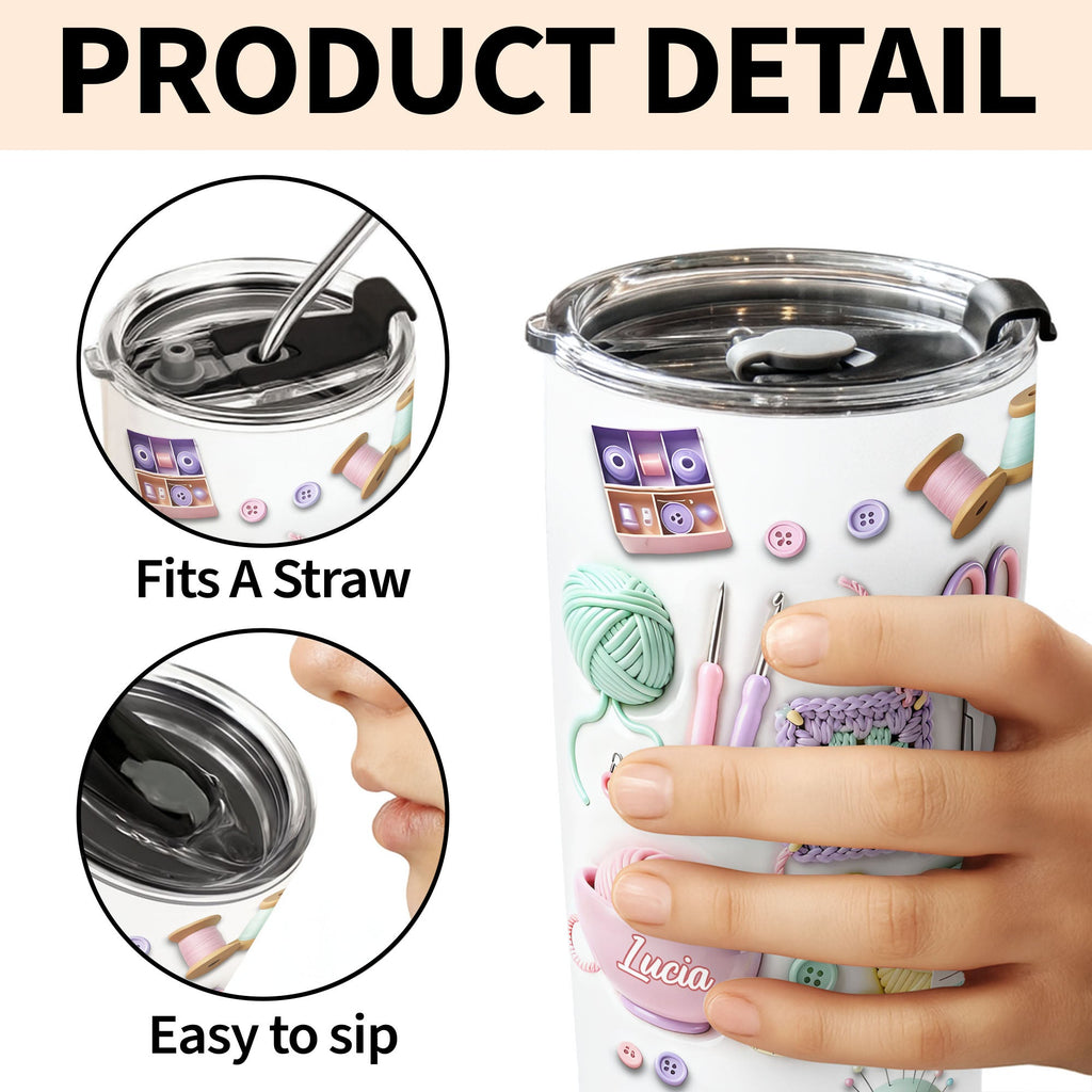 Personalized 20oz Stainless Steel Tumbler Yarn Love Gift for Crafters 20oz Tumbler GradoCreations