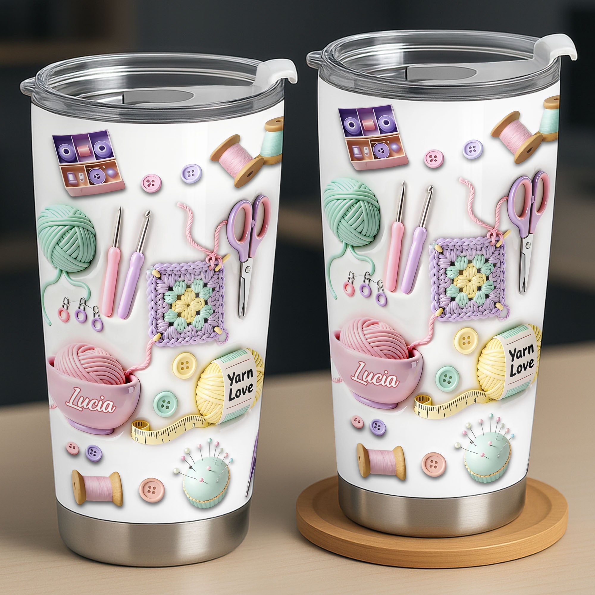 Personalized 20oz Stainless Steel Tumbler Yarn Love Gift for Crafters 20oz Tumbler GradoCreations