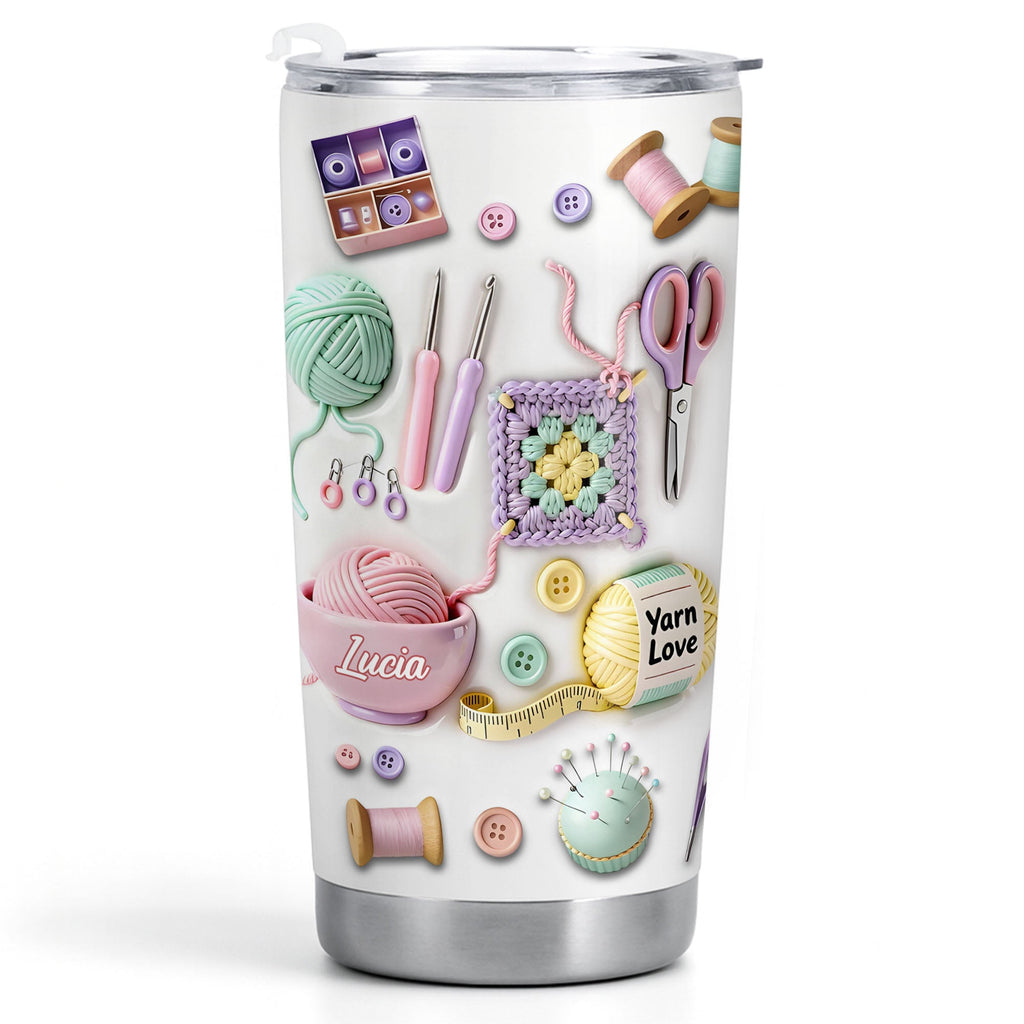 Personalized 20oz Stainless Steel Tumbler Yarn Love Gift for Crafters 20oz Tumbler GradoCreations