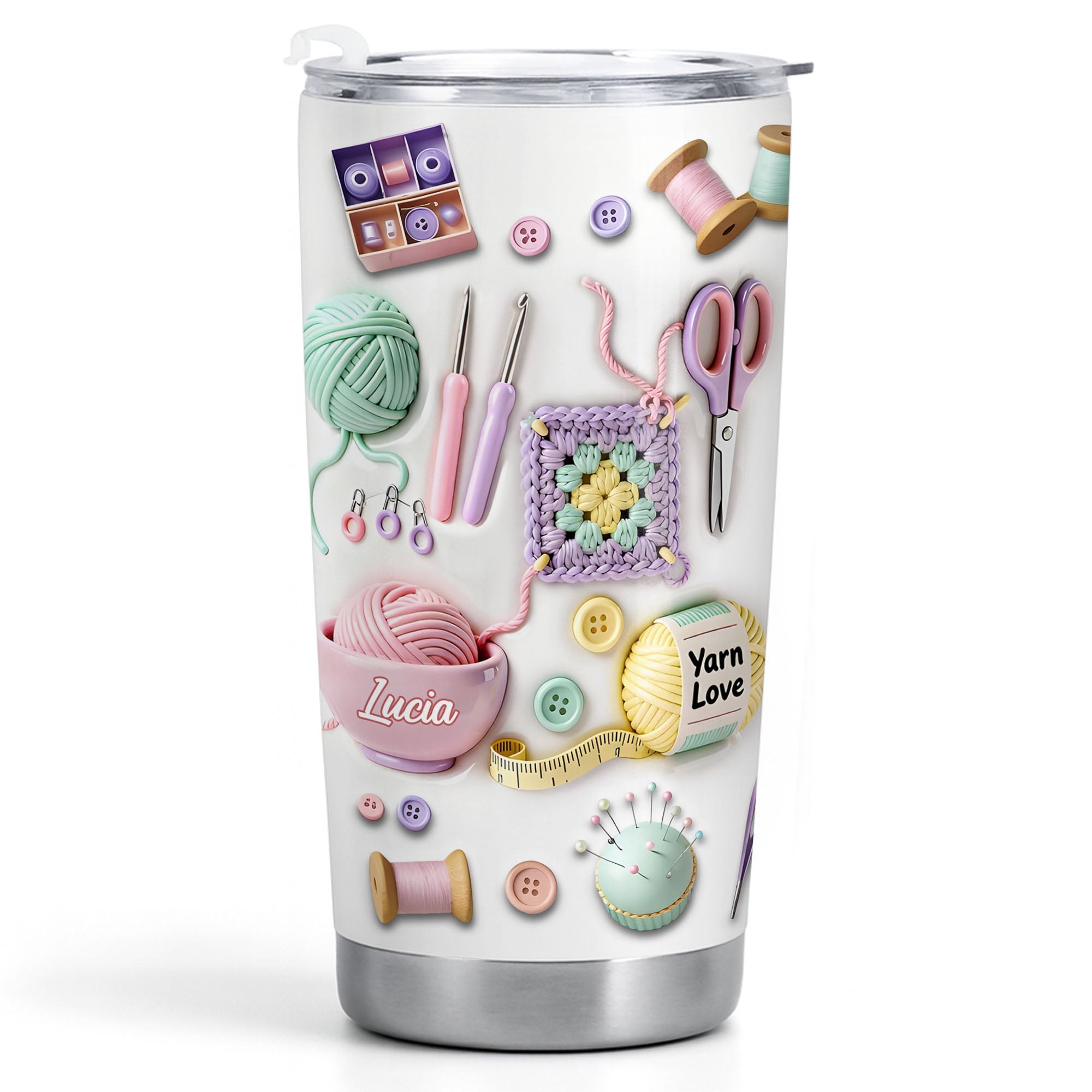 Personalized 20oz Stainless Steel Tumbler Yarn Love Gift for Crafters 20oz Tumbler GradoCreations