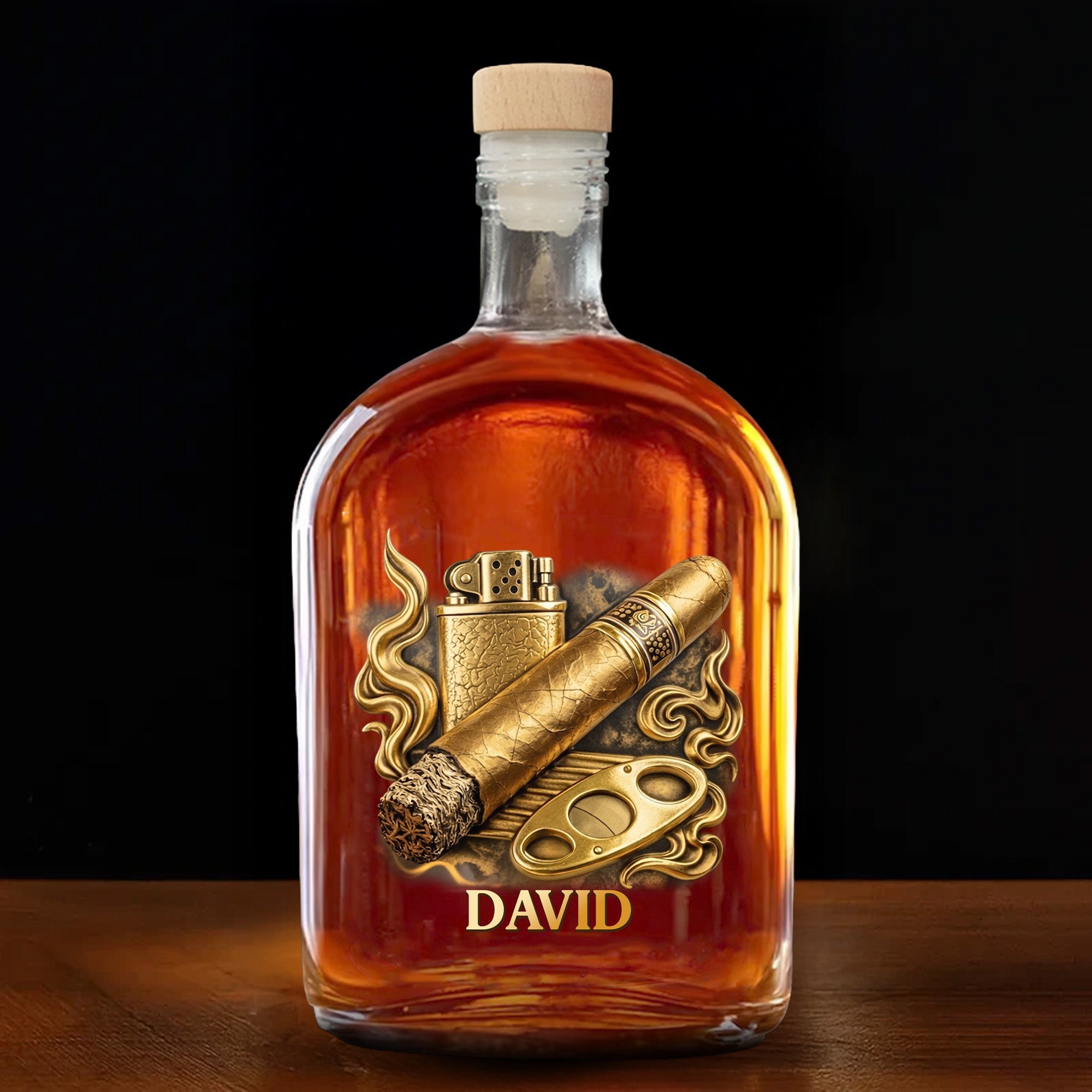Personalized Whiskey Bottle Custom Name 3D Effect Gift for Him Whiskey Bottle GradoCreations