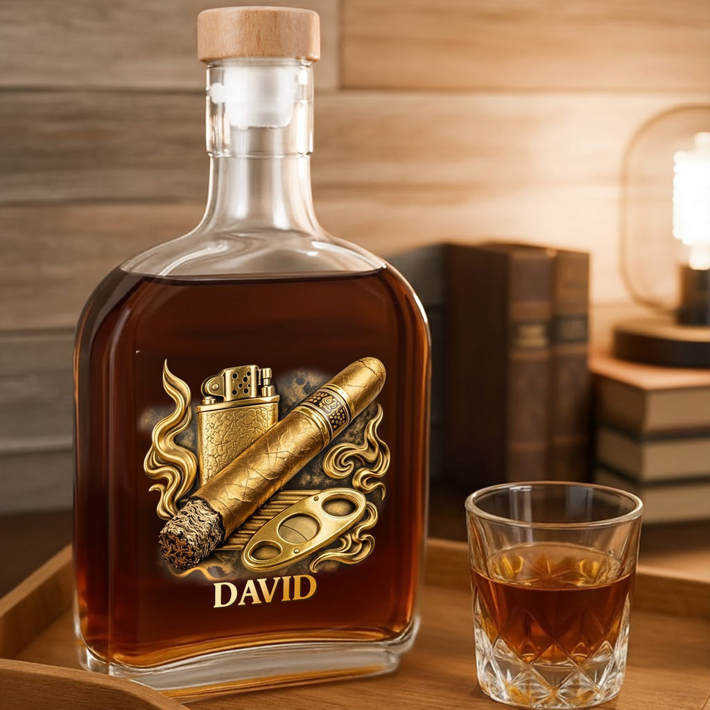 Personalized Whiskey Bottle Custom Name 3D Effect Gift for Him Whiskey Bottle GradoCreations