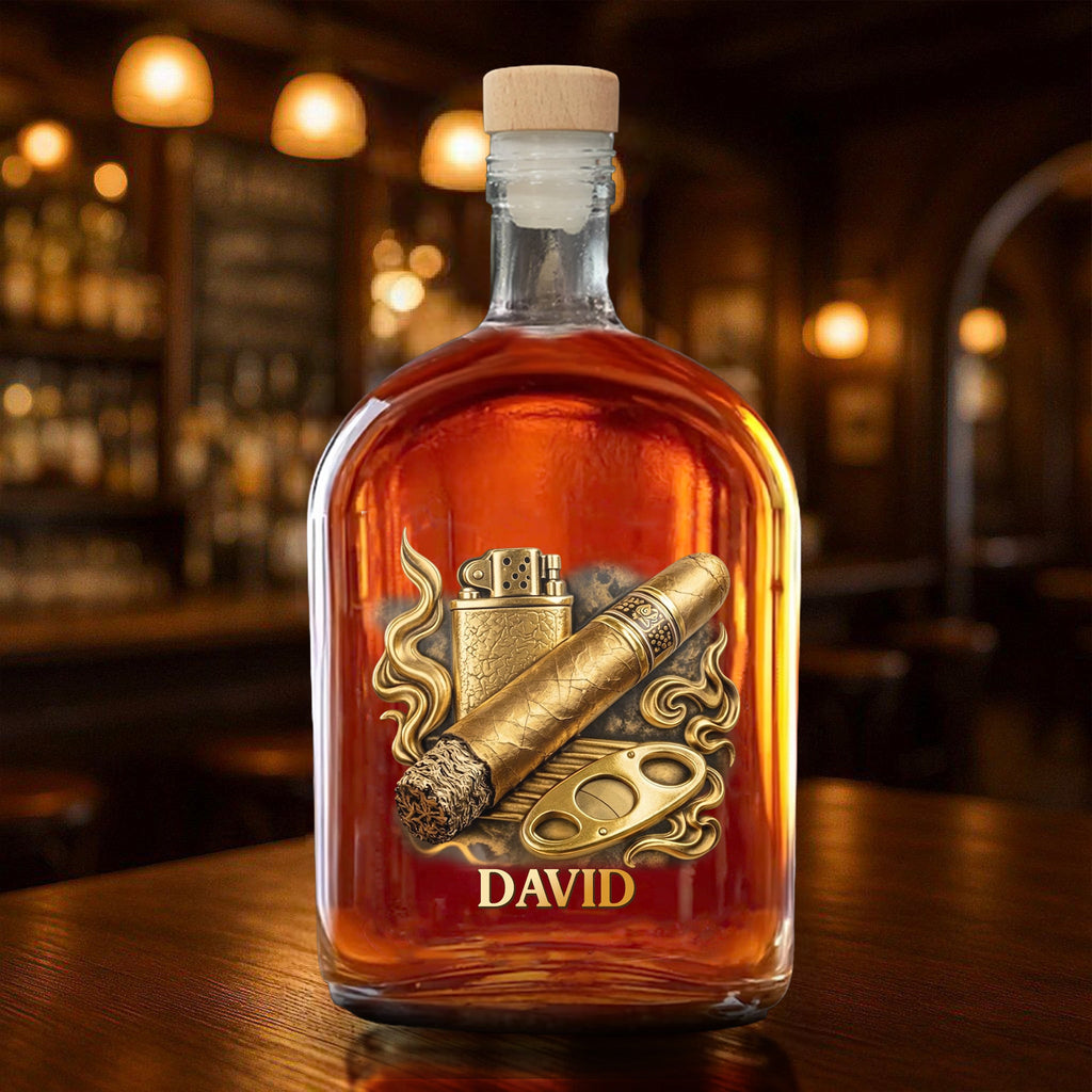 Personalized Whiskey Bottle Custom Name 3D Effect Gift for Him Whiskey Bottle GradoCreations