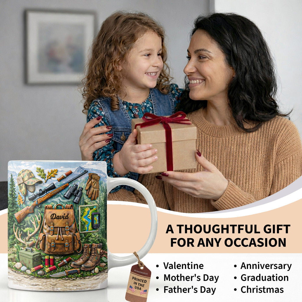 Personalized Hunting Coffee Mug Custom Name Gift for Dad Edge-to-edge Mug GradoCreations