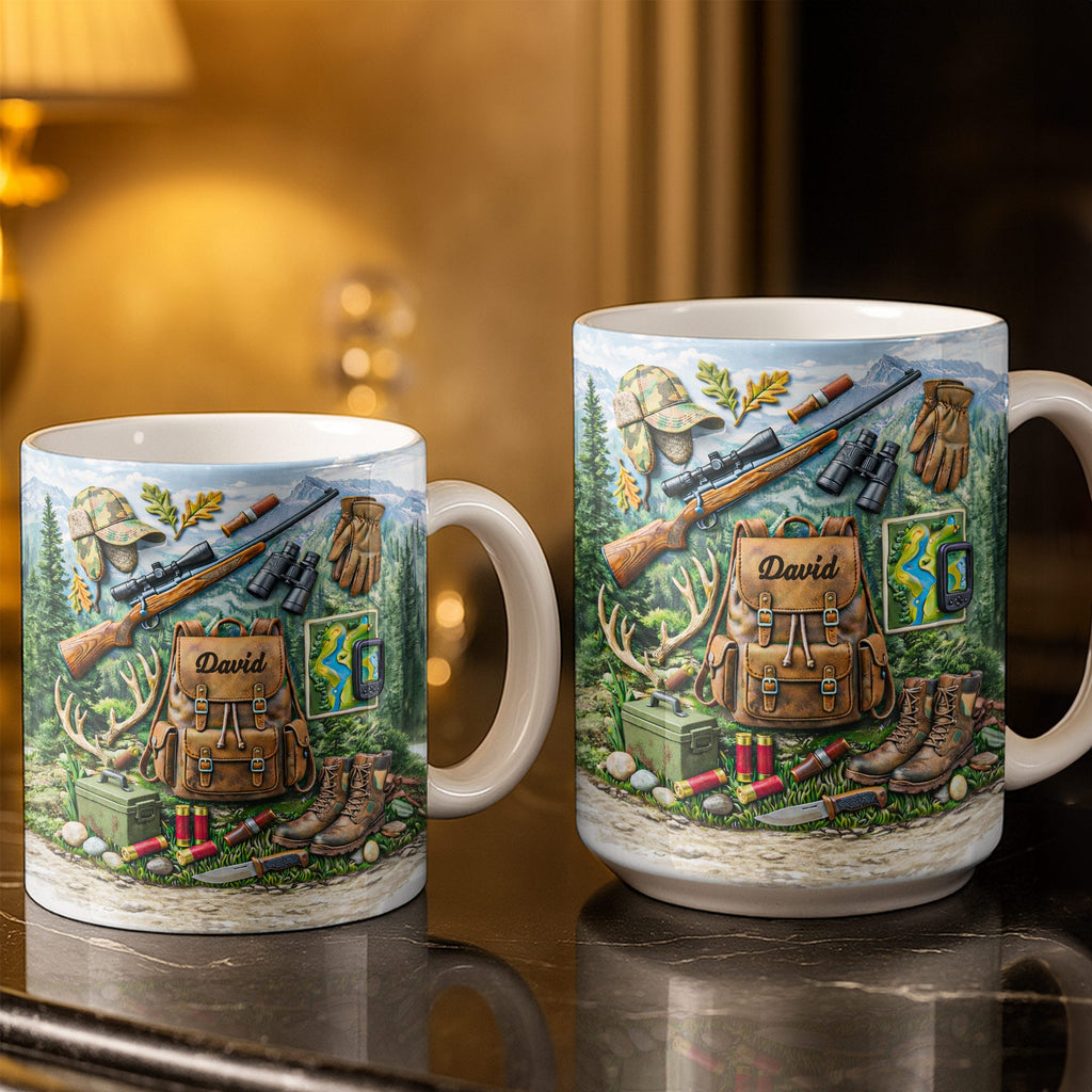 Personalized Hunting Coffee Mug Custom Name Gift for Dad Edge-to-edge Mug GradoCreations