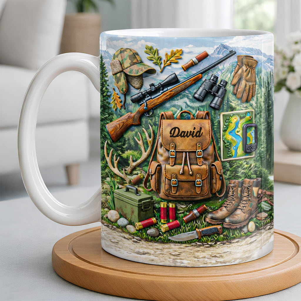 Personalized Hunting Coffee Mug Custom Name Gift for Dad Edge-to-edge Mug GradoCreations