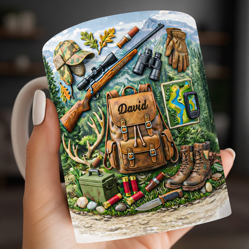 Personalized Hunting Coffee Mug Custom Name Gift for Dad Edge-to-edge Mug GradoCreations