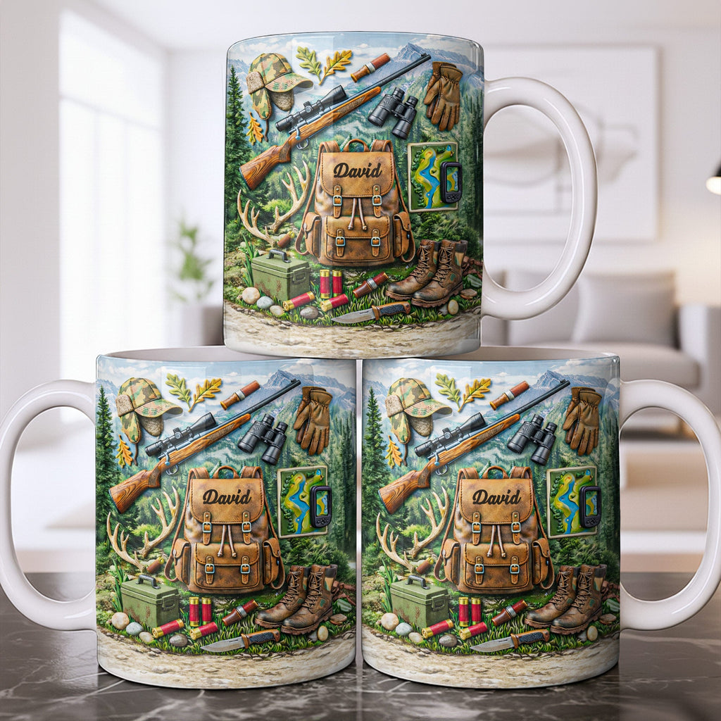 Personalized Hunting Coffee Mug Custom Name Gift for Dad Edge-to-edge Mug GradoCreations