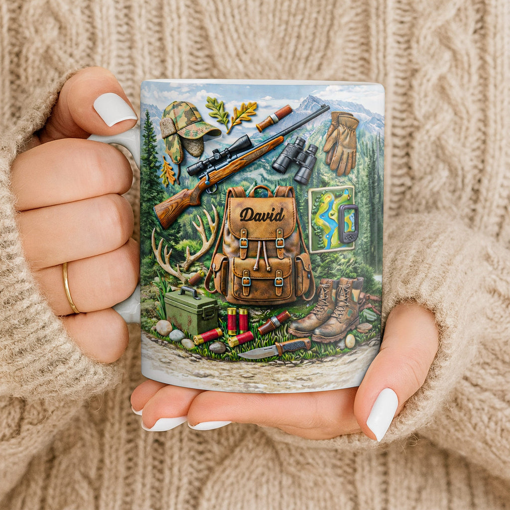 Personalized Hunting Coffee Mug Custom Name Gift for Dad Edge-to-edge Mug GradoCreations