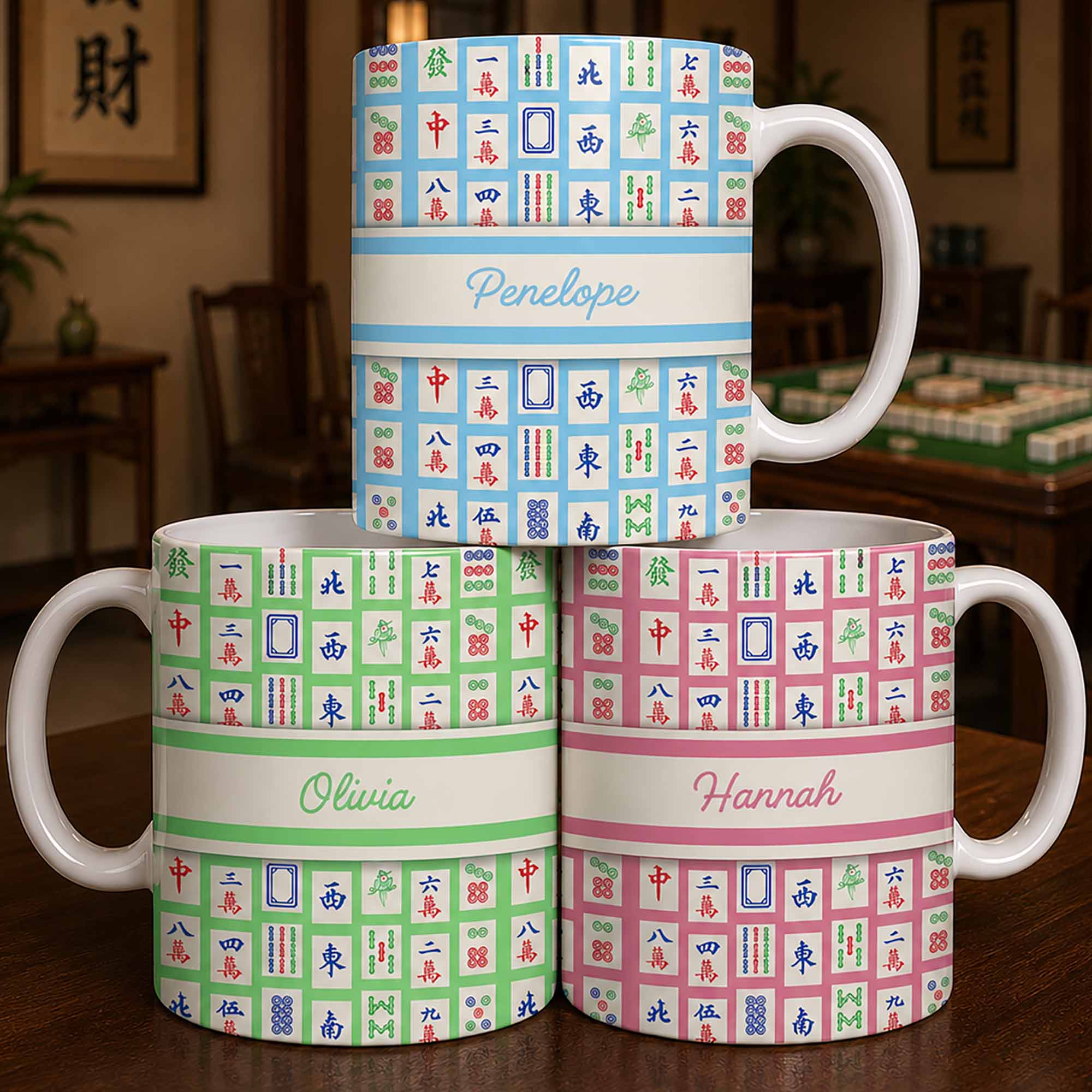 Personalized Mahjong Coffee Mug Custom Game Tile Design Gift Edge-to-edge Mug GradoCreations
