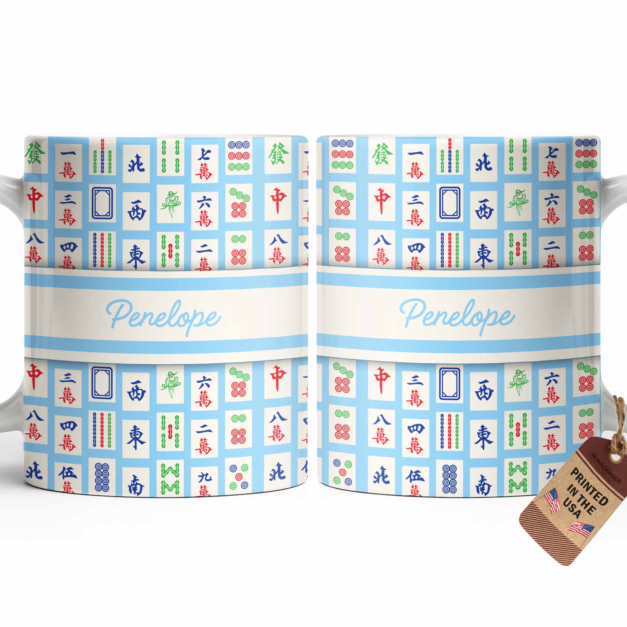 Personalized Mahjong Coffee Mug Custom Game Tile Design Gift Edge-to-edge Mug GradoCreations