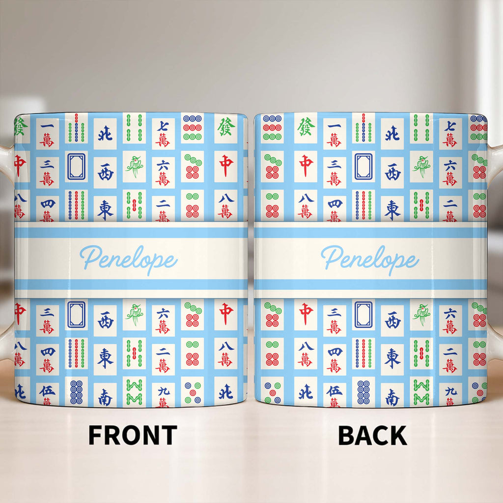 Personalized Mahjong Coffee Mug Custom Game Tile Design Gift Edge-to-edge Mug GradoCreations
