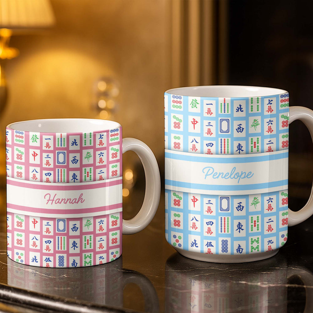 Personalized Mahjong Coffee Mug Custom Game Tile Design Gift Edge-to-edge Mug GradoCreations