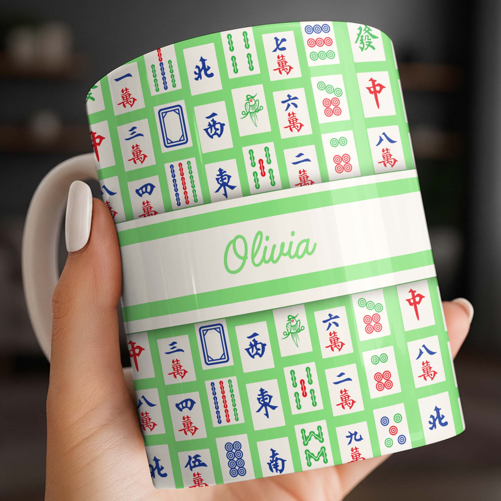 Personalized Mahjong Coffee Mug Custom Game Tile Design Gift Edge-to-edge Mug GradoCreations