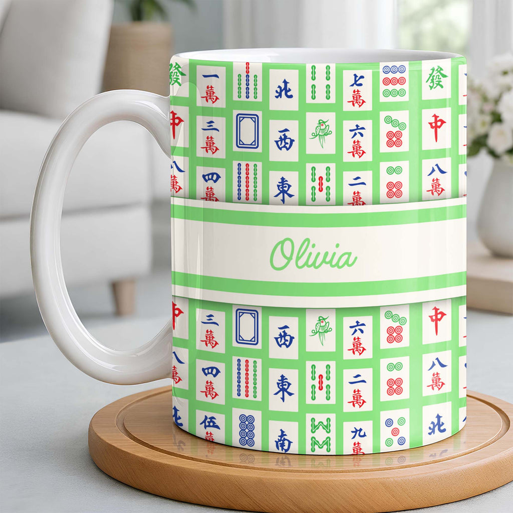 Personalized Mahjong Coffee Mug Custom Game Tile Design Gift Edge-to-edge Mug GradoCreations