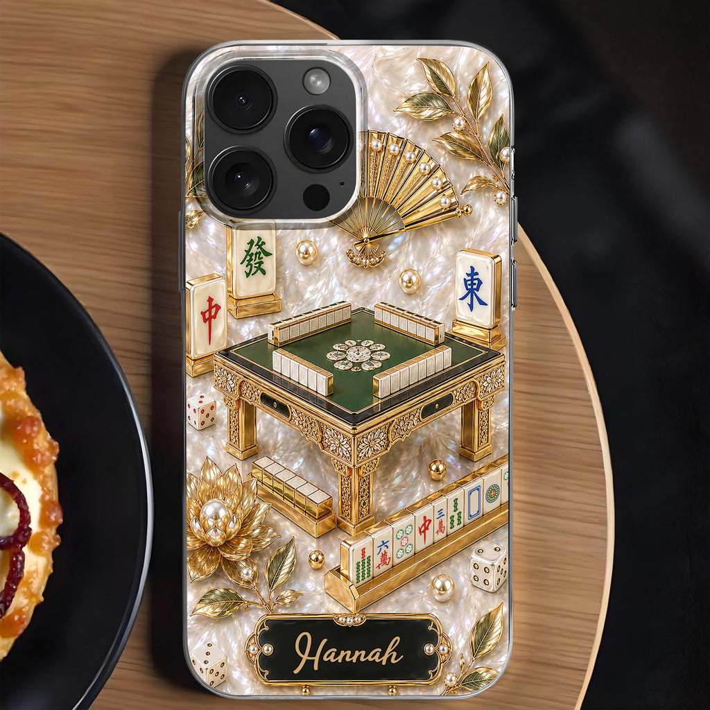 Personalized Clear Phone Case for Mahjong Lovers | Custom Name Gift Clear Phone Case GradoCreations