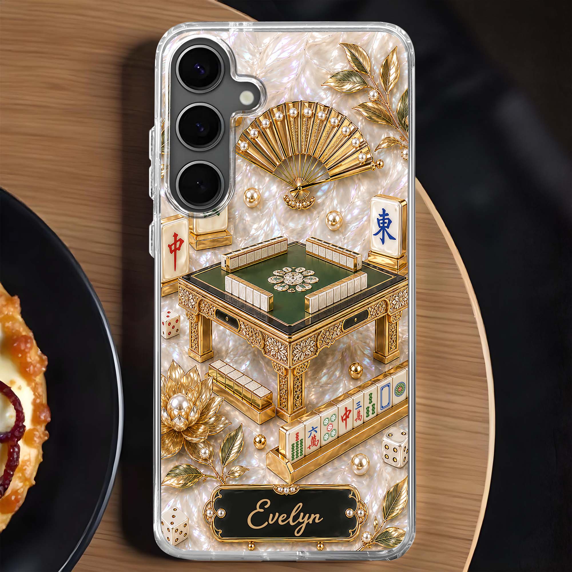 Personalized Clear Phone Case for Mahjong Lovers | Custom Name Gift Clear Phone Case GradoCreations