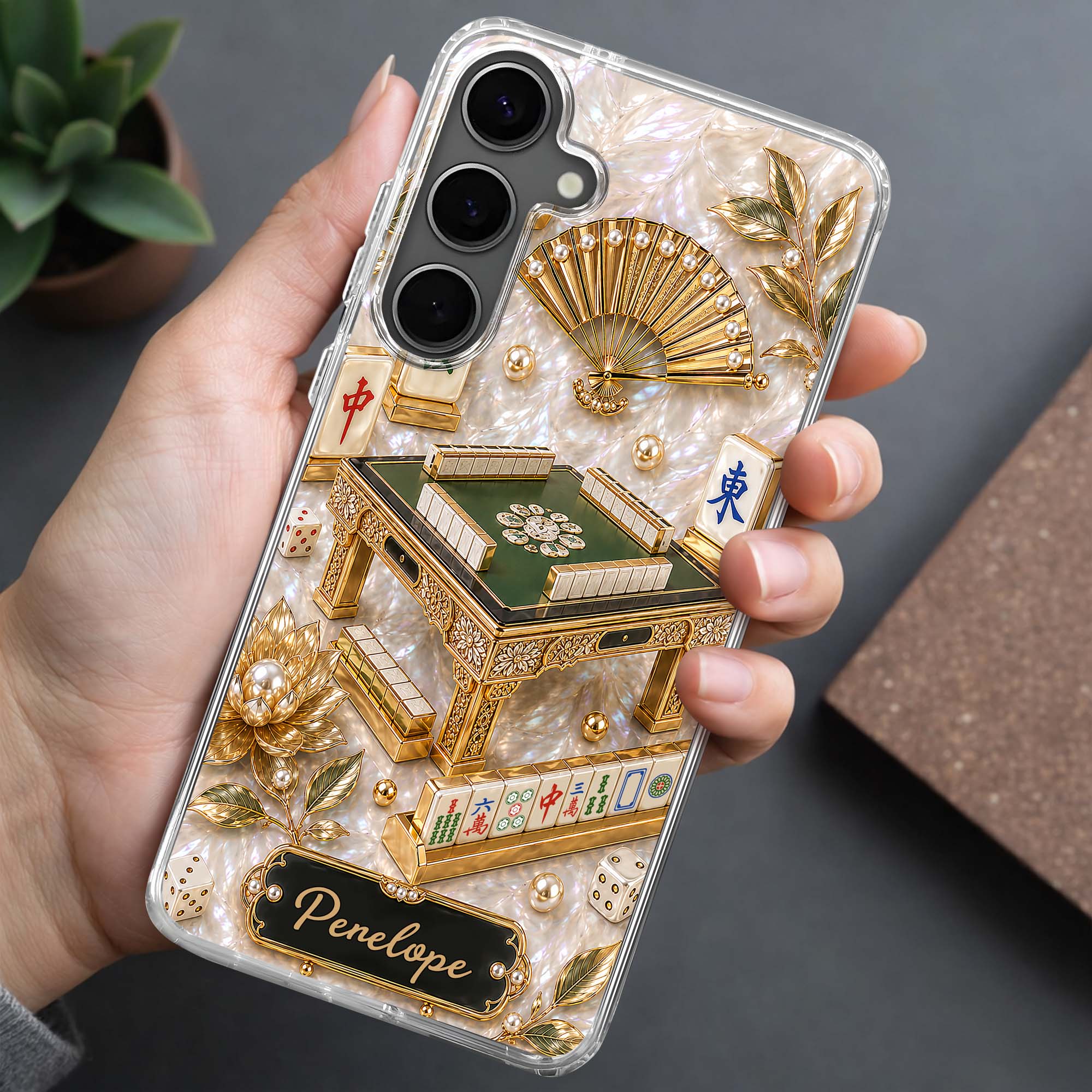 Personalized Clear Phone Case for Mahjong Lovers | Custom Name Gift Clear Phone Case GradoCreations