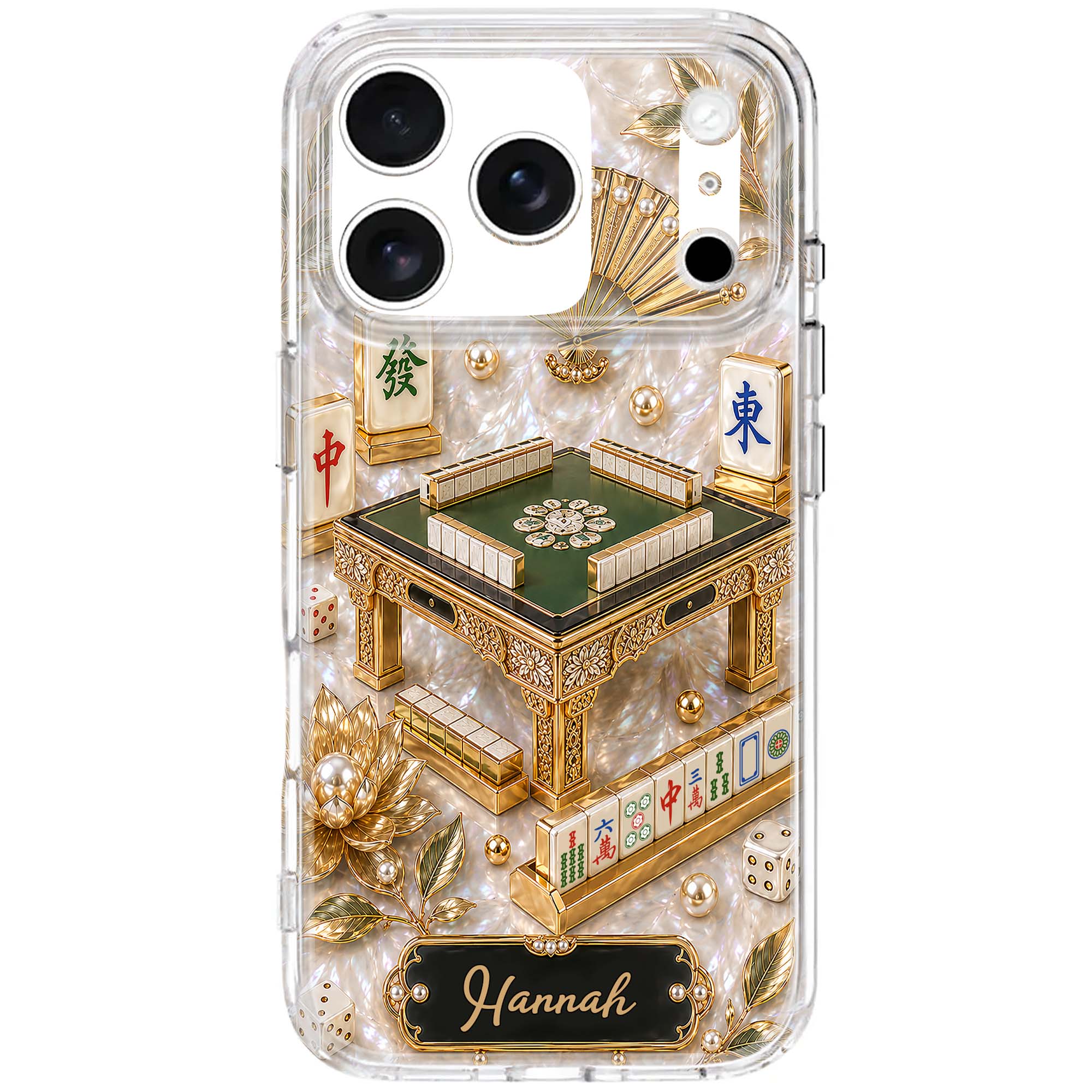 Personalized Clear Phone Case for Mahjong Lovers | Custom Name Gift Clear Phone Case GradoCreations
