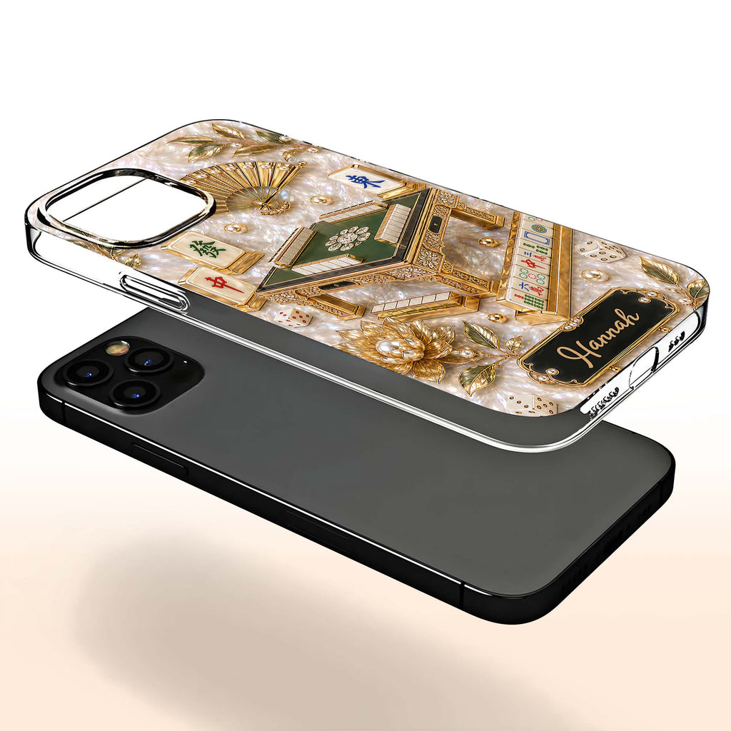Personalized Clear Phone Case for Mahjong Lovers | Custom Name Gift Clear Phone Case GradoCreations