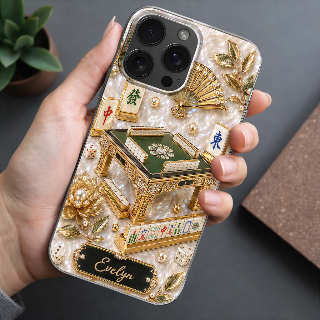 Personalized Clear Phone Case for Mahjong Lovers | Custom Name Gift Clear Phone Case GradoCreations