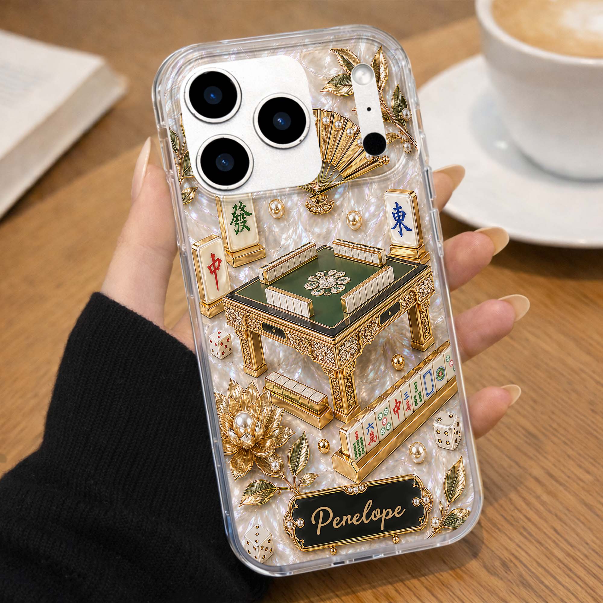 Personalized Clear Phone Case for Mahjong Lovers | Custom Name Gift Clear Phone Case GradoCreations