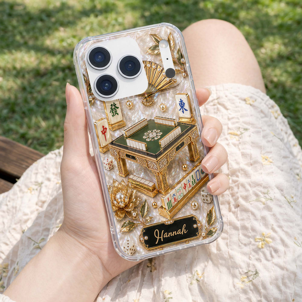 Personalized Clear Phone Case for Mahjong Lovers | Custom Name Gift Clear Phone Case GradoCreations