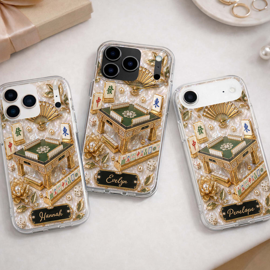 Personalized Clear Phone Case for Mahjong Lovers | Custom Name Gift Clear Phone Case GradoCreations