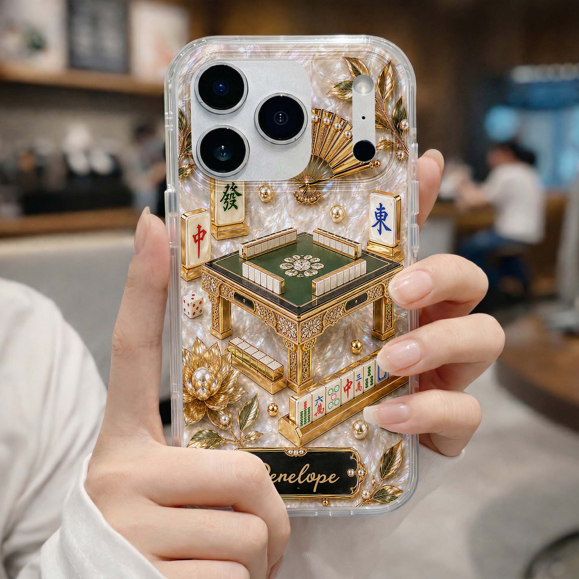 Personalized Clear Phone Case for Mahjong Lovers | Custom Name Gift Clear Phone Case GradoCreations