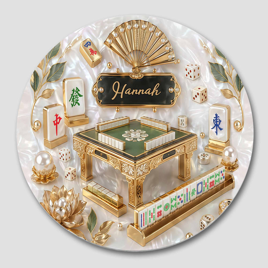 Personalized 3D Mahjong Ceramic Coaster Custom Name Gift Ceramic Coaster GradoCreations