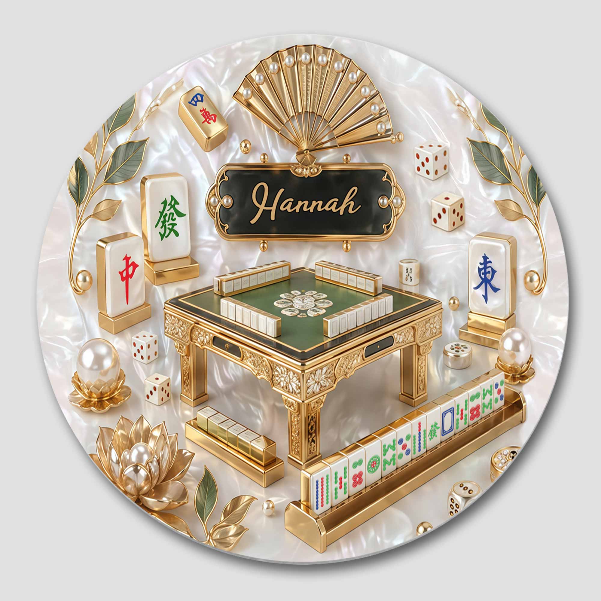 Personalized 3D Mahjong Ceramic Coaster Custom Name Gift Ceramic Coaster GradoCreations
