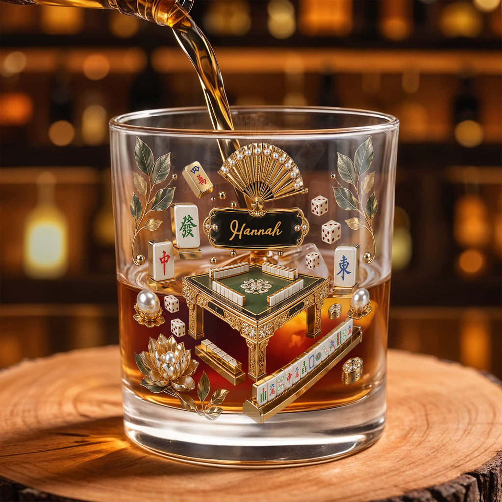 Personalized Custom Whiskey Glass with Gold Tiles for Dad Whiskey Glass GradoCreations