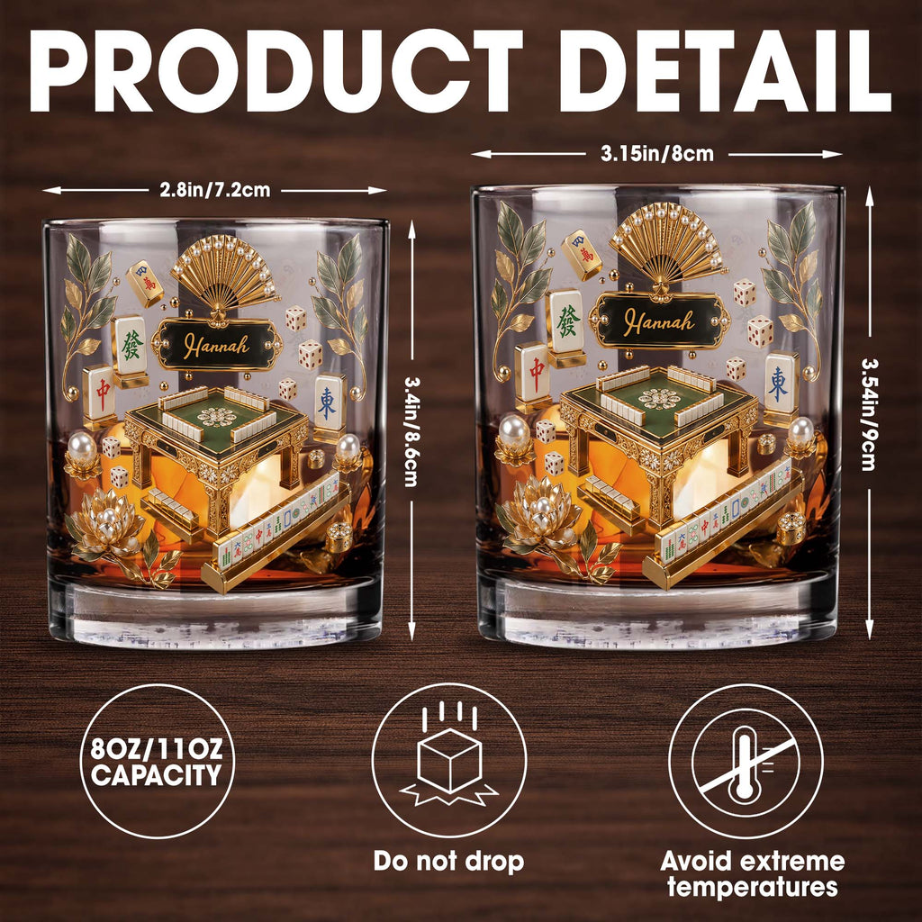 Personalized Custom Whiskey Glass with Gold Tiles for Dad Whiskey Glass GradoCreations