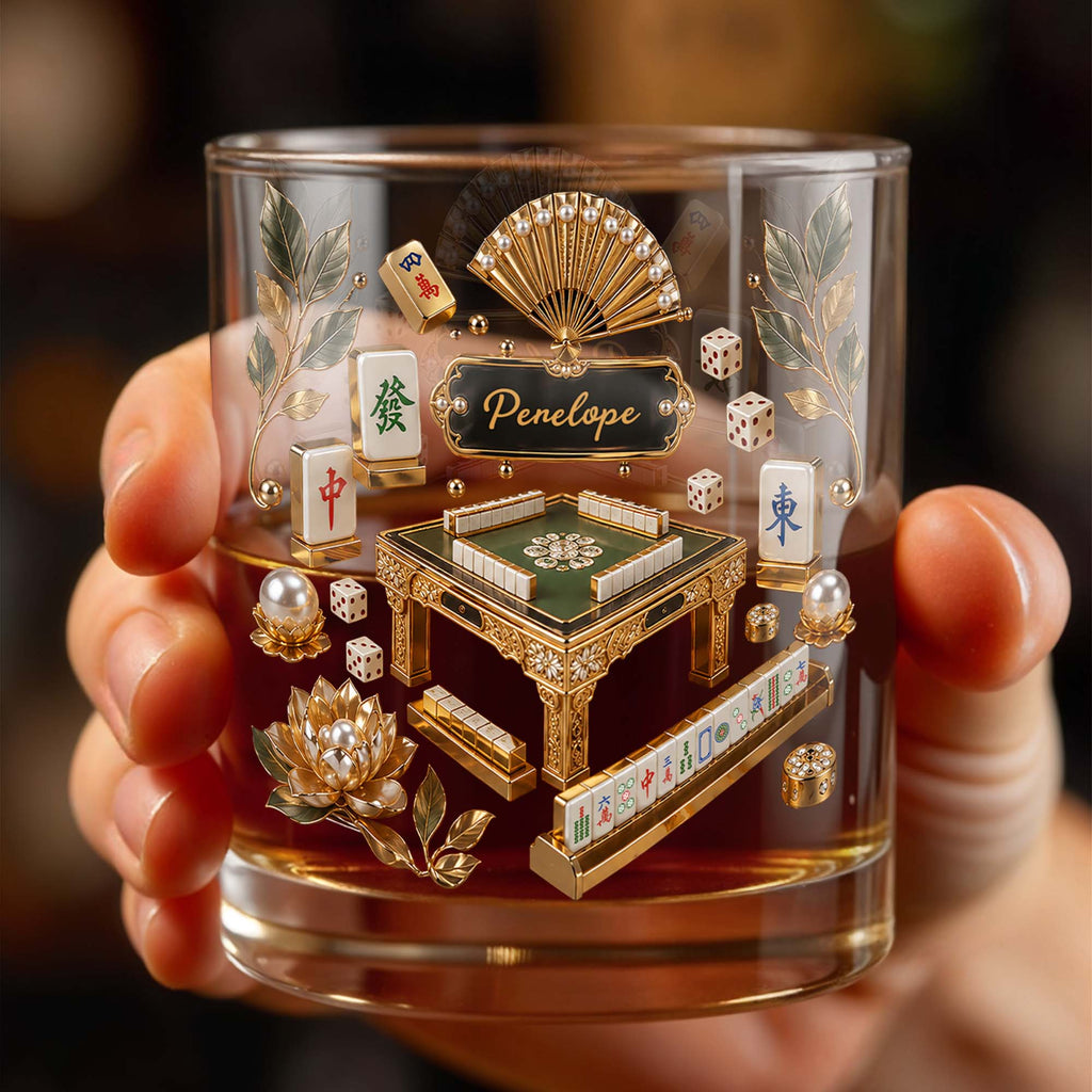 Personalized Custom Whiskey Glass with Gold Tiles for Dad Whiskey Glass GradoCreations