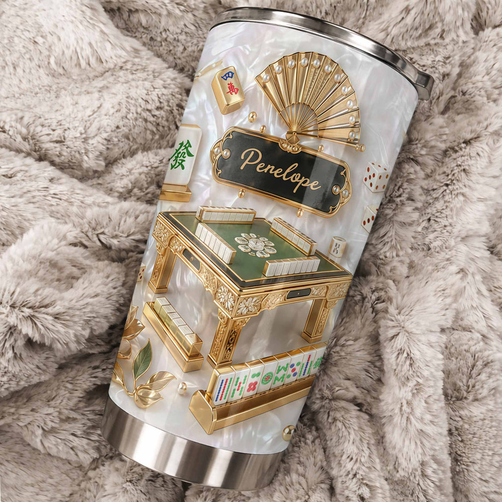 Personalized Mahjong Themed Tumbler Custom Name Gift for Hobbyists Tumbler GradoCreations