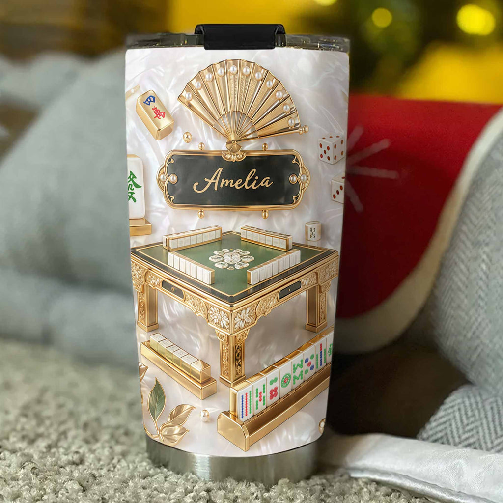 Personalized Mahjong Themed Tumbler Custom Name Gift for Hobbyists Tumbler GradoCreations