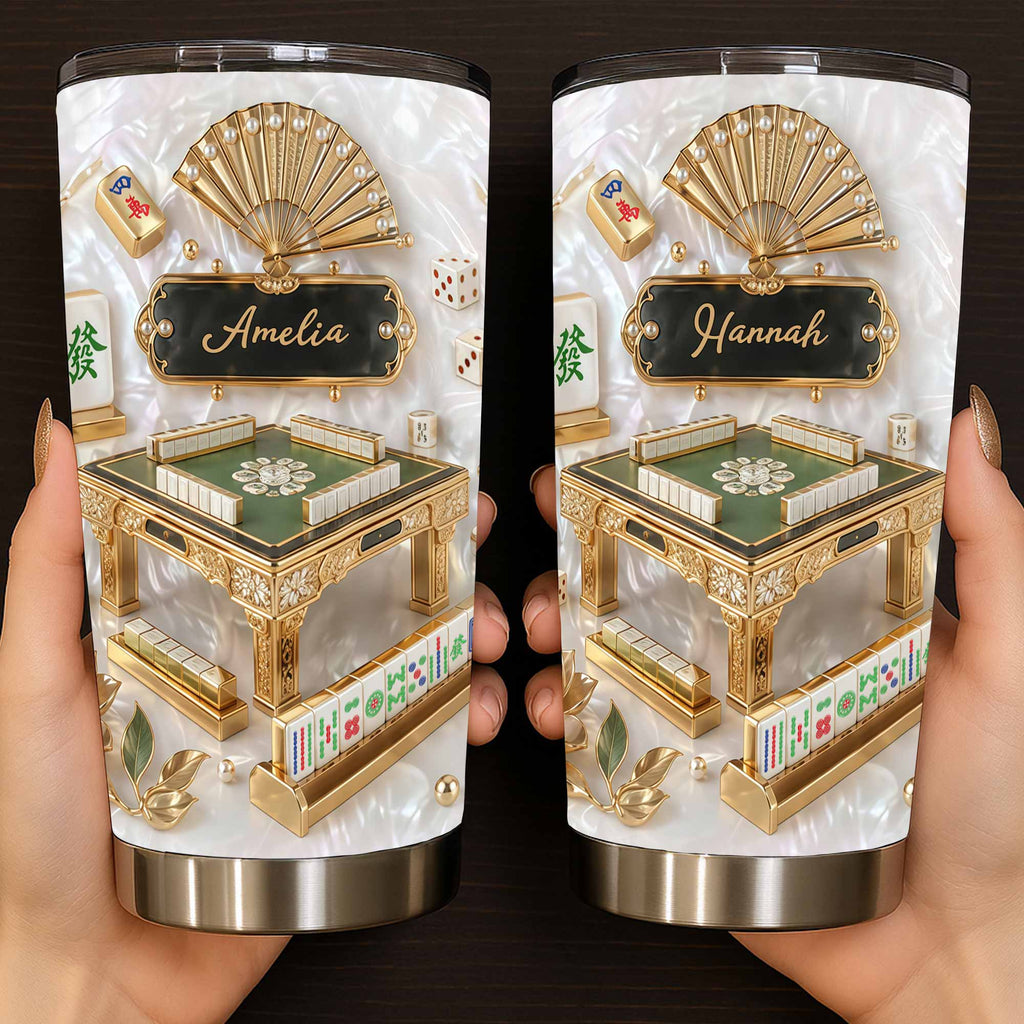 Personalized Mahjong Themed Tumbler Custom Name Gift for Hobbyists Tumbler GradoCreations