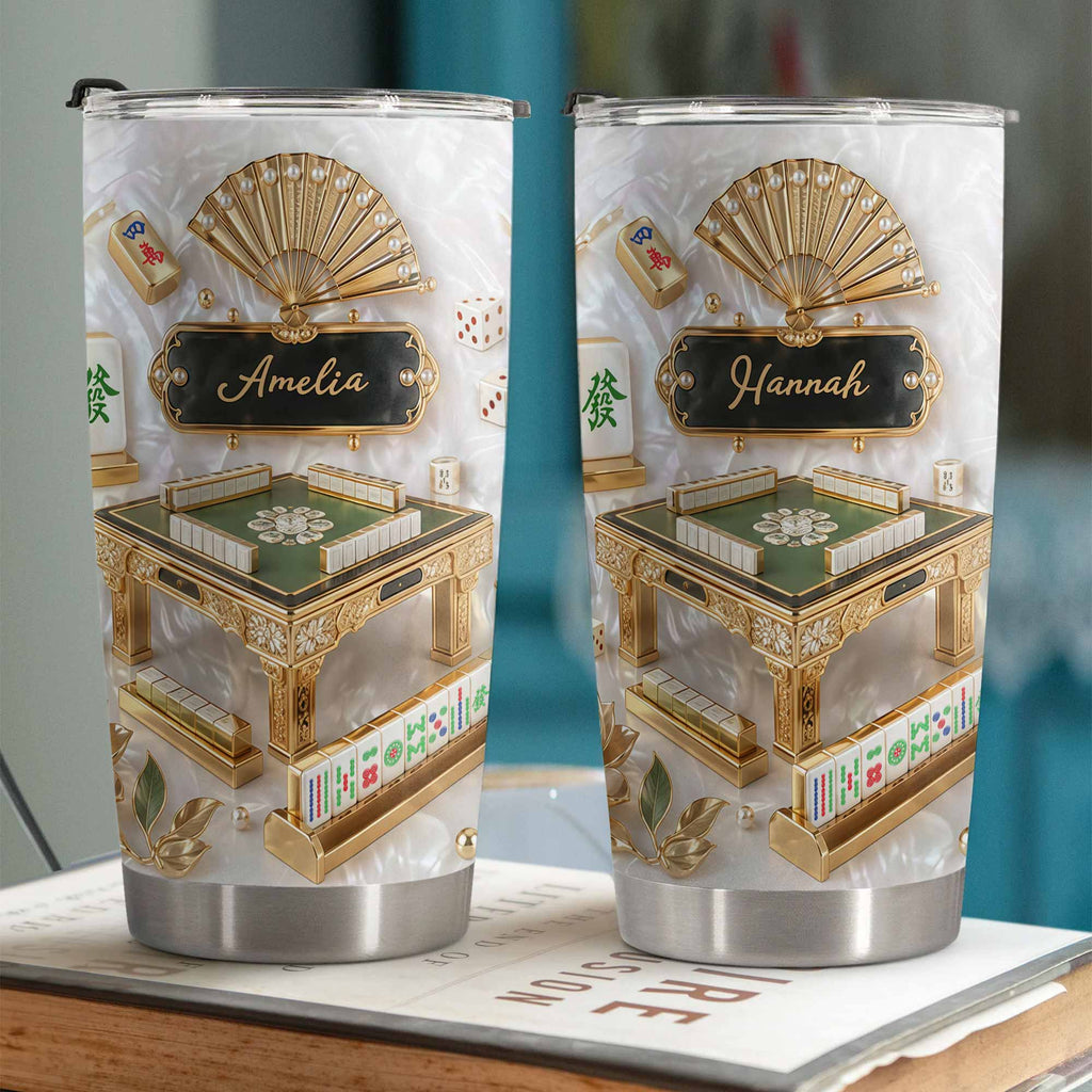 Personalized Mahjong Themed Tumbler Custom Name Gift for Hobbyists Tumbler GradoCreations