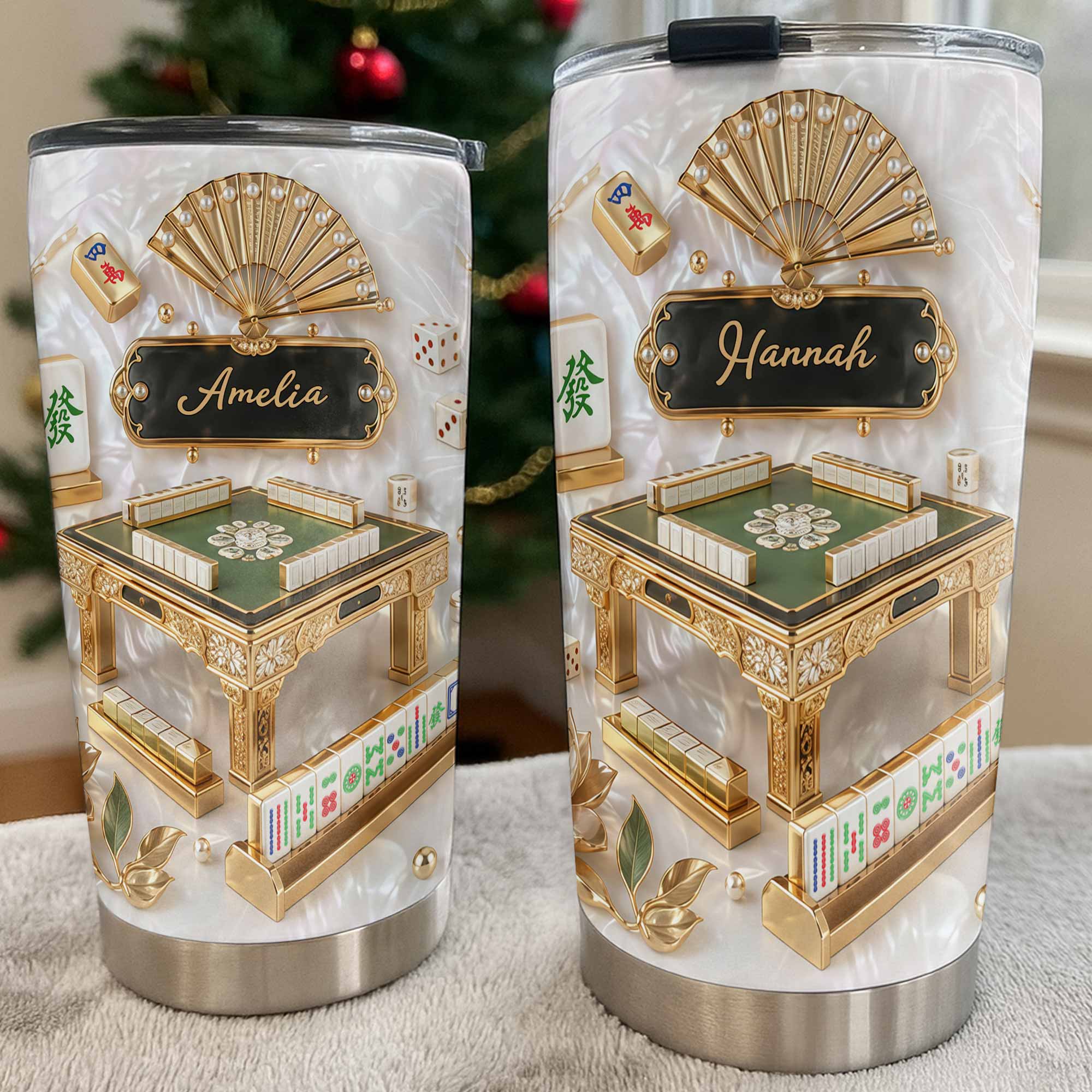 Personalized Mahjong Themed Tumbler Custom Name Gift for Hobbyists Tumbler GradoCreations