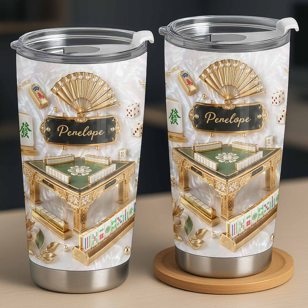 Personalized Mahjong Themed Tumbler Custom Name Gift for Hobbyists Tumbler GradoCreations