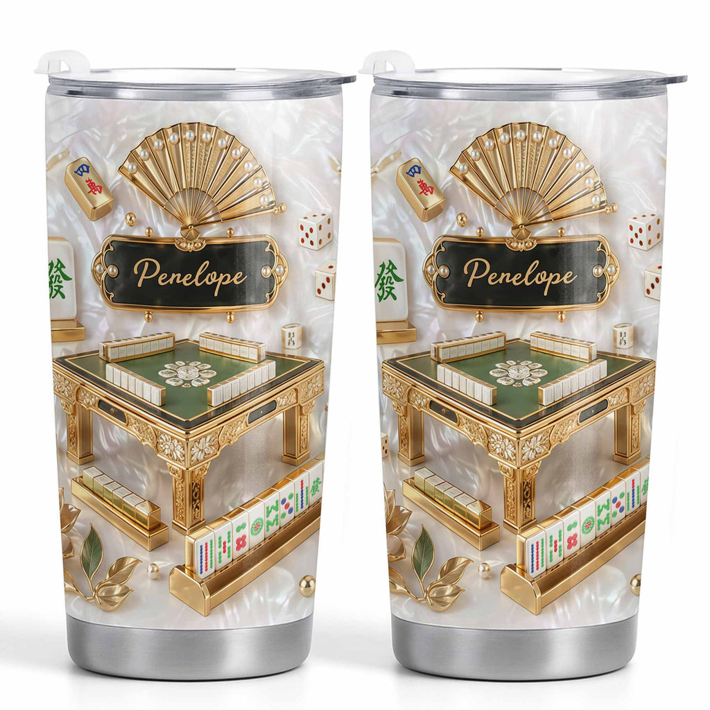Personalized Mahjong Themed Tumbler Custom Name Gift for Hobbyists Tumbler GradoCreations